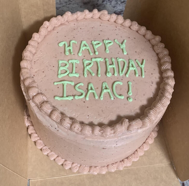 8-inch, 3 layer Strawberry Cake with Strawberry Buttercream